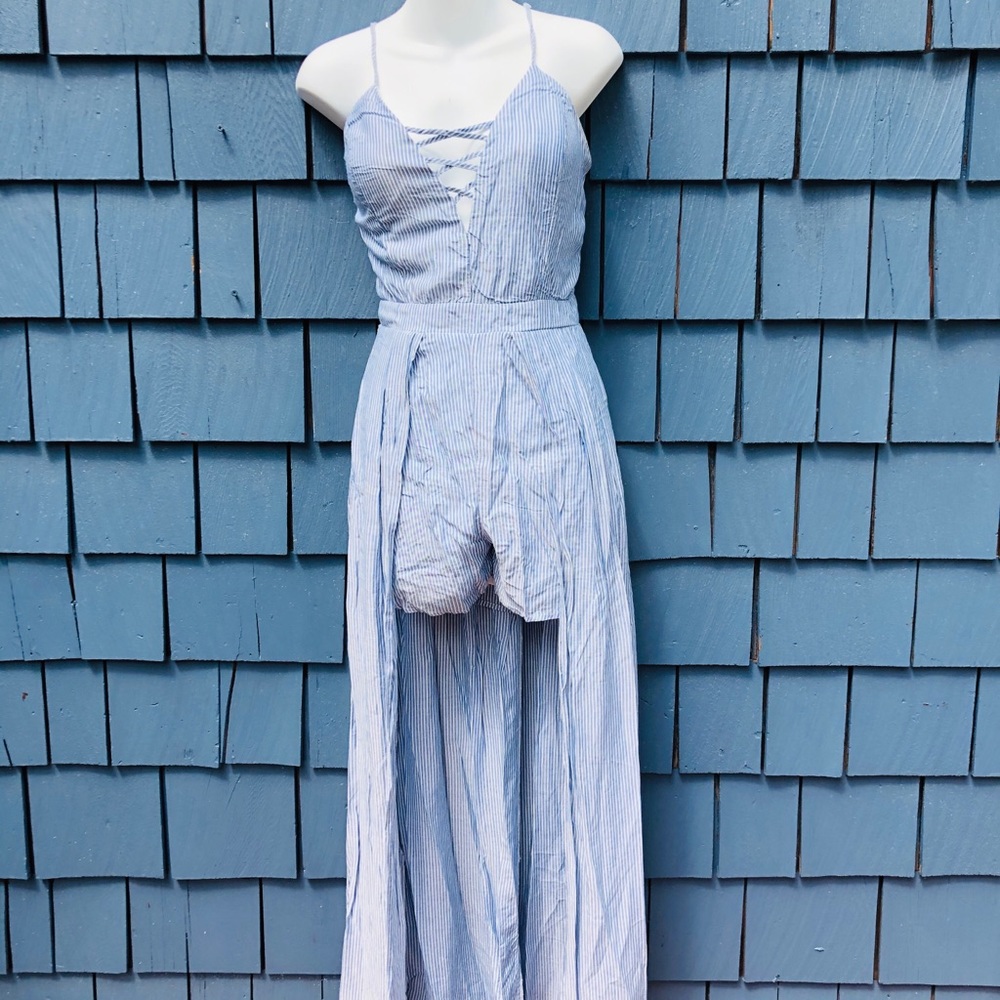 Blue & white striped romper / dress